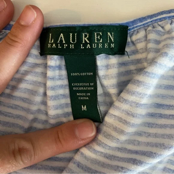 Ralph Lauren Blue and White Striped Sleeveless nightgown size medium - Picture 4 of 4